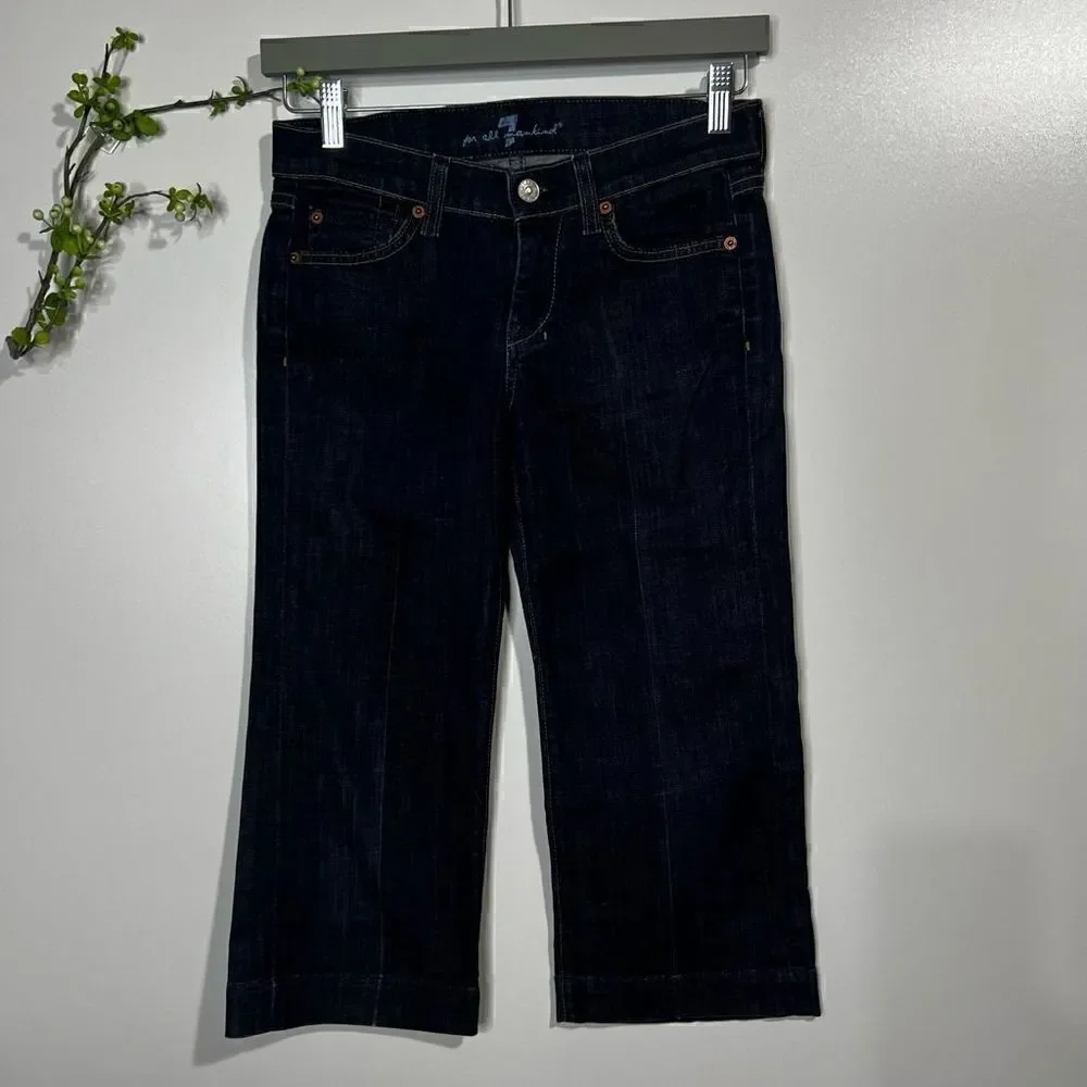 7 For All Mankind Dojo Crop Capri Wide Leg Jeans